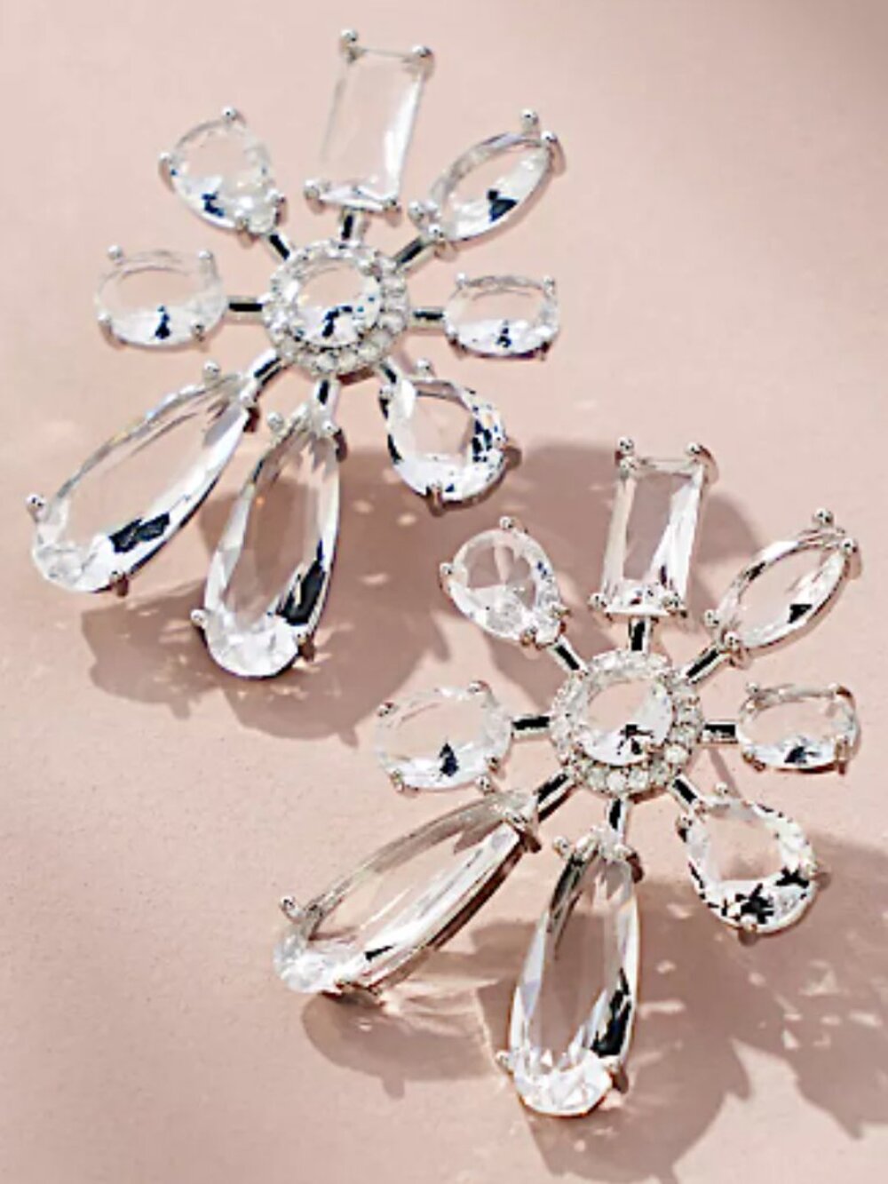 NEW Anthropologie Crystal Flower Earrings